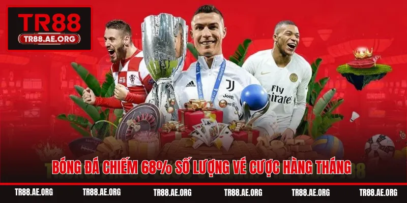 Bóng đá chiếm 68% số lượng vé cược hàng tháng